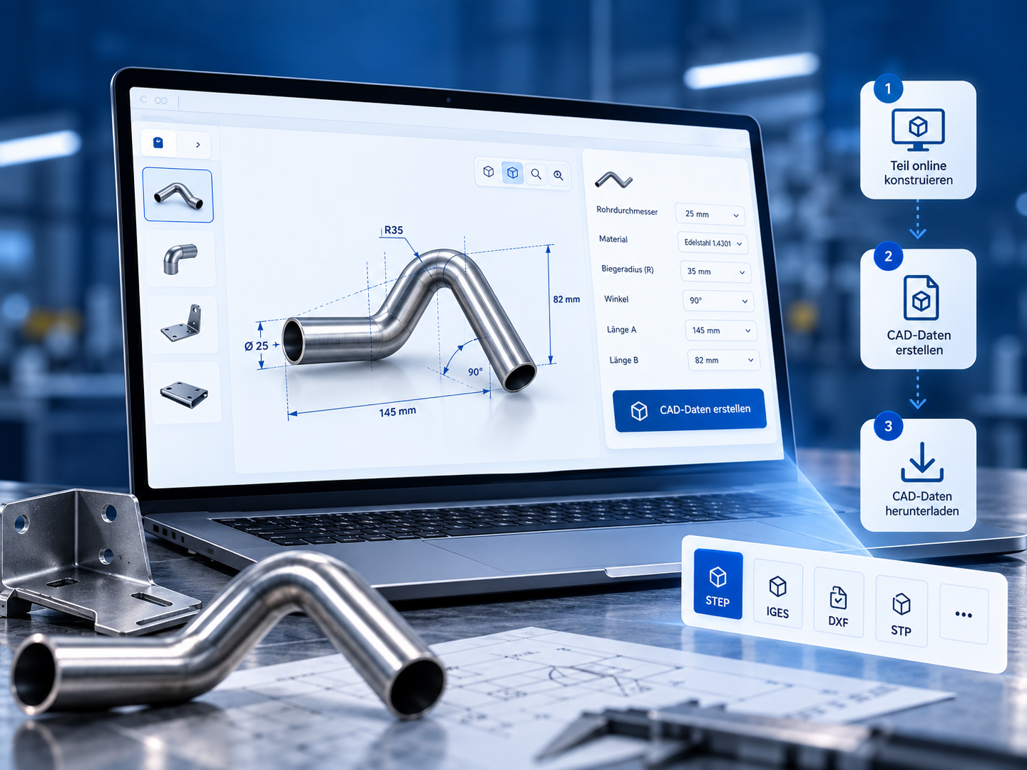 Online CAD-Konfigurator für individuelle Bauteile